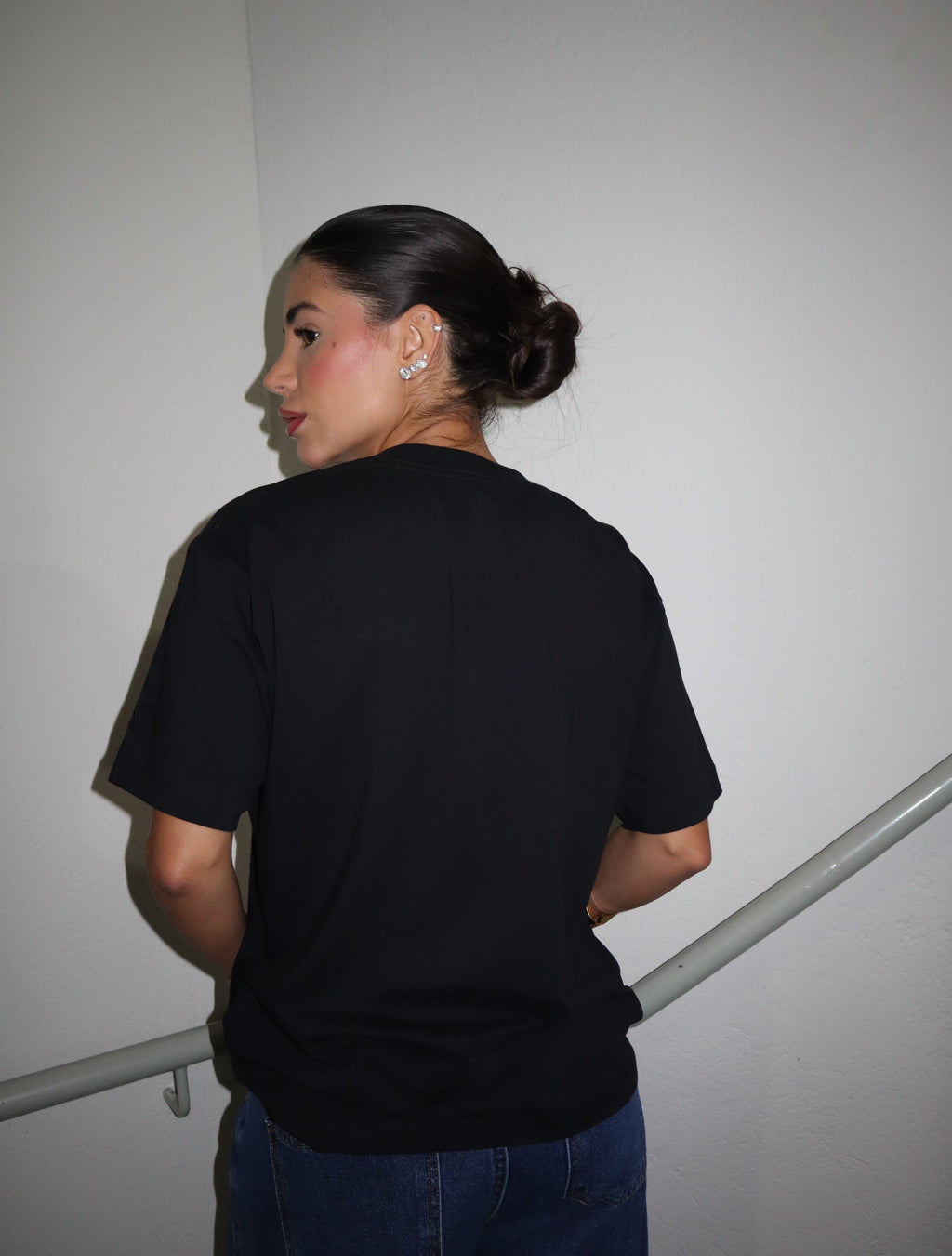 T-Shirt Oversized Feminina Algodão Egípcio - Preta