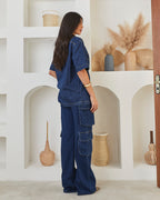 Calça Cargo Luar - Jeans Escuro