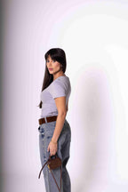 Camiseta Baby Look Feminina Algodão Egípcio - Cinza