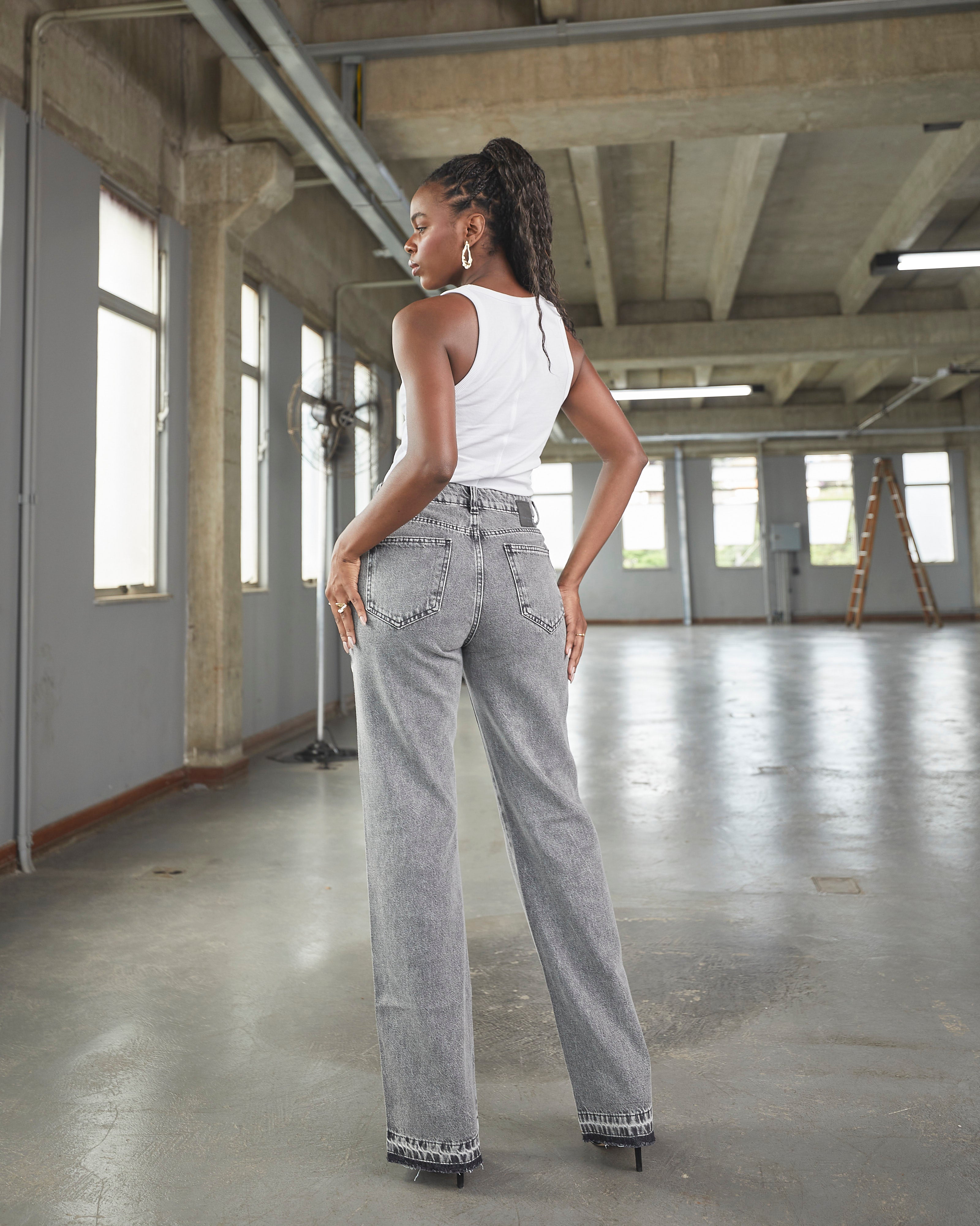 Calça Reta Boston - Jeans Marmorizado Black Imagem secundária do produto