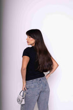 Camiseta Baby Look Feminina Algodão Egípcio - Preta