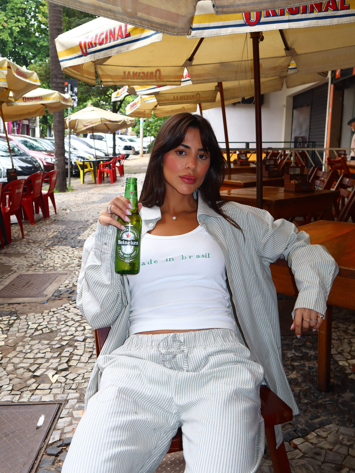 Camisa Oversized Listrada - Verde