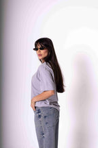 T-Shirt Oversized Feminina Algodão Egípcio - Cinza