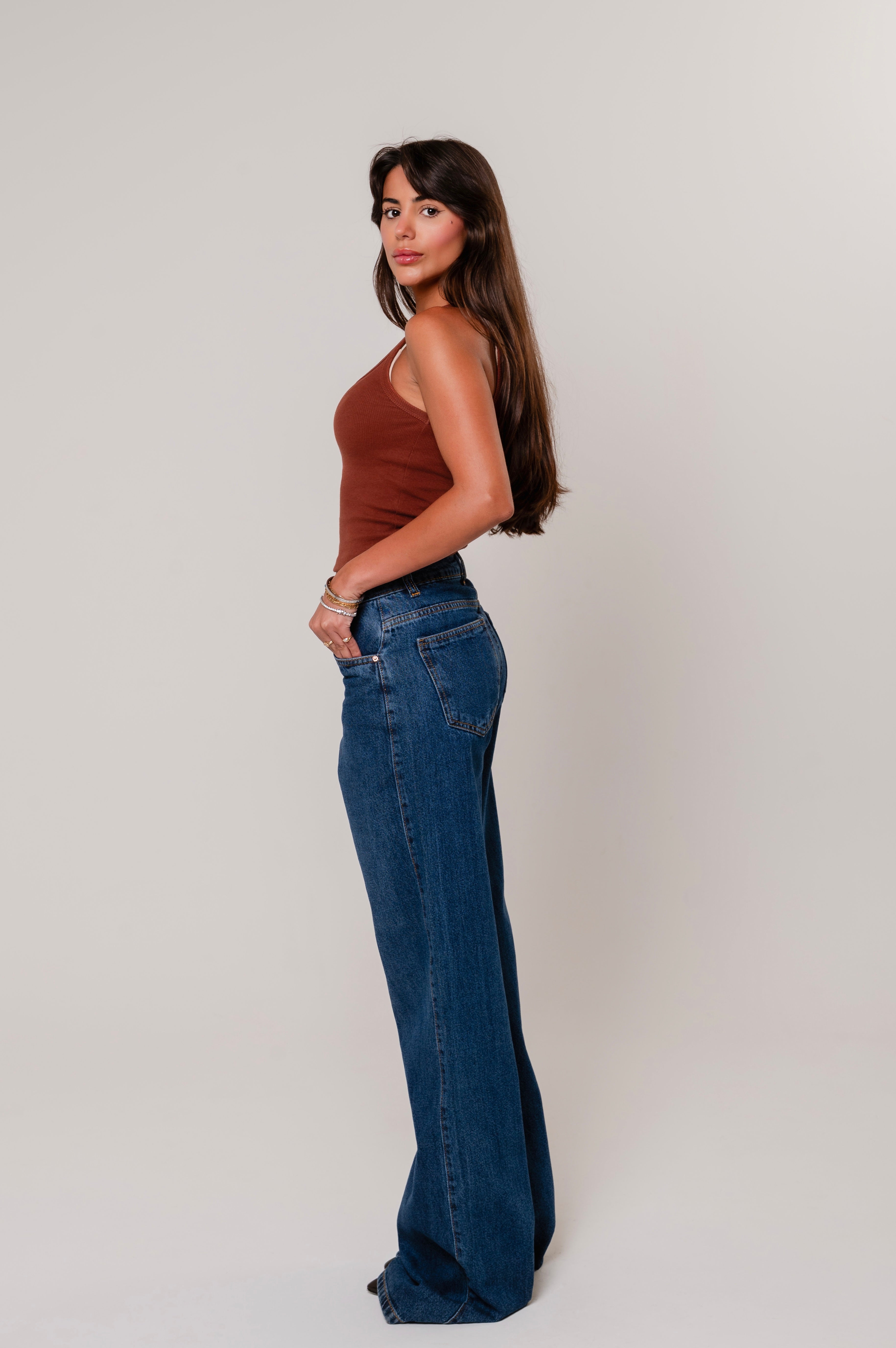 Calça Wide Leg Catena - Jeans Escuro