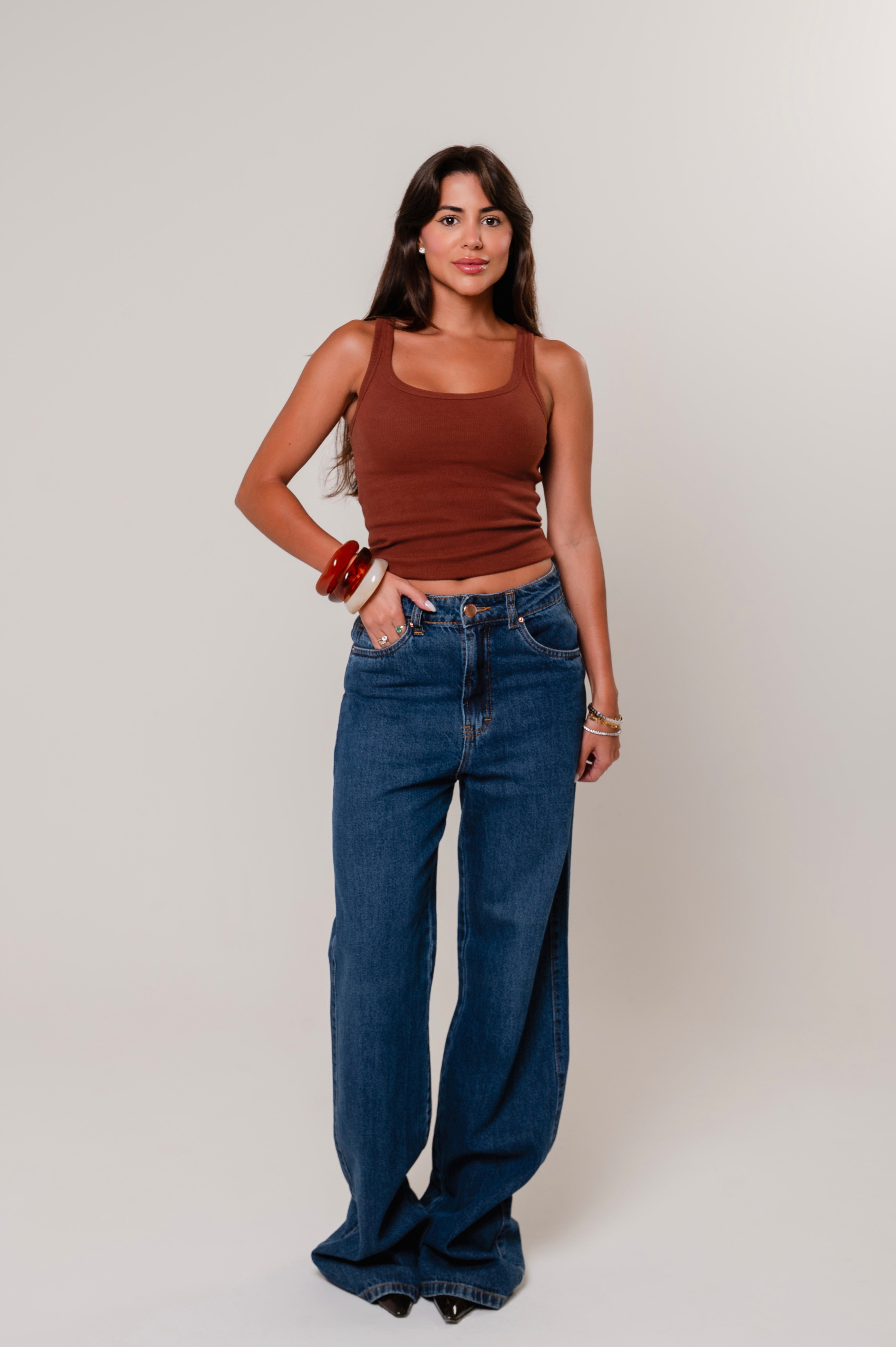 Calça Wide Leg Catena - Jeans Escuro Imagem secundária do produto