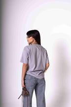 T-Shirt Oversized Feminina Algodão Egípcio - Cinza
