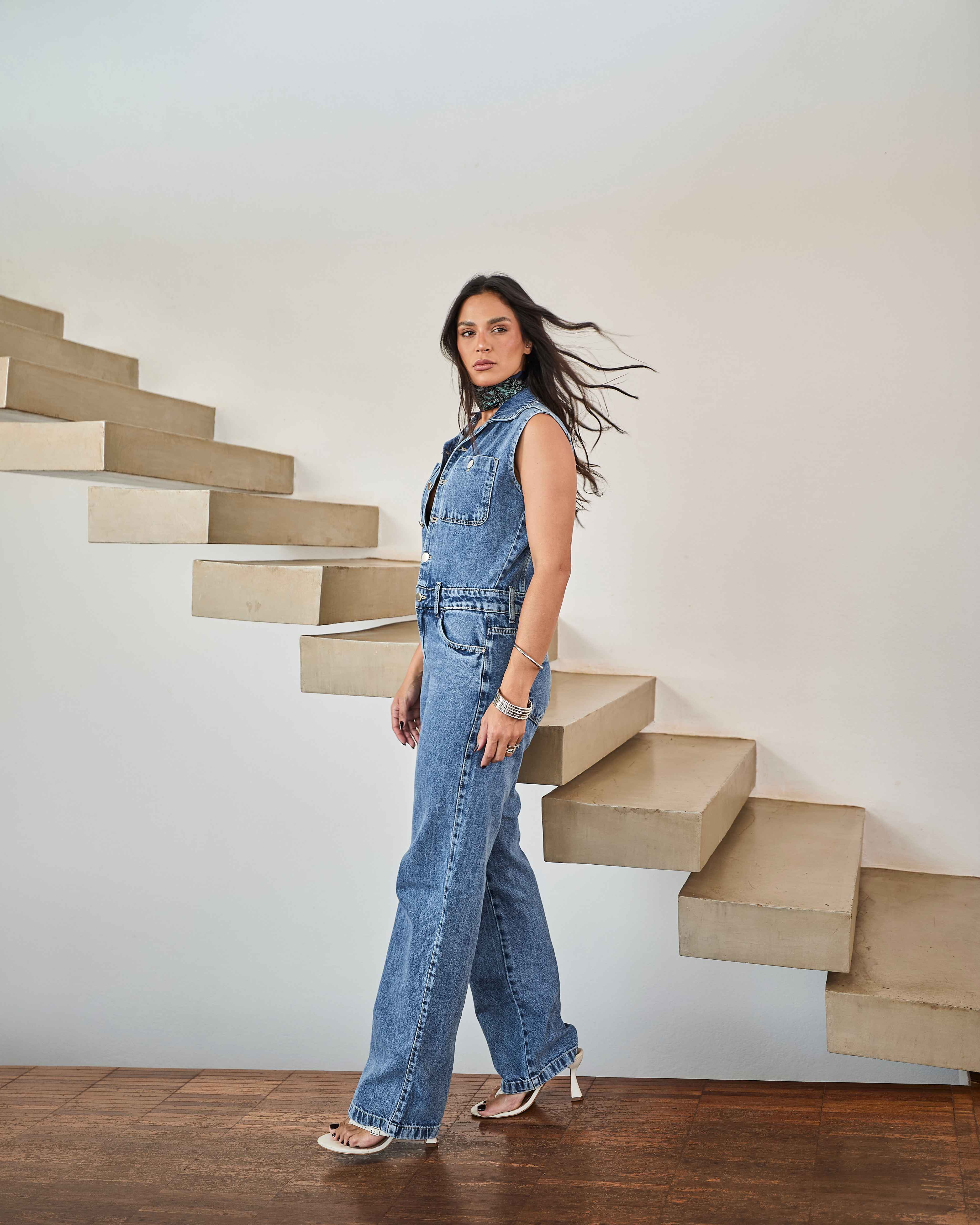 Macacão Miami - Jeans Marmorizado