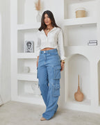 Calça Cargo Luar - Jeans Claro