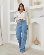 Calça Cargo Luar - Jeans Claro