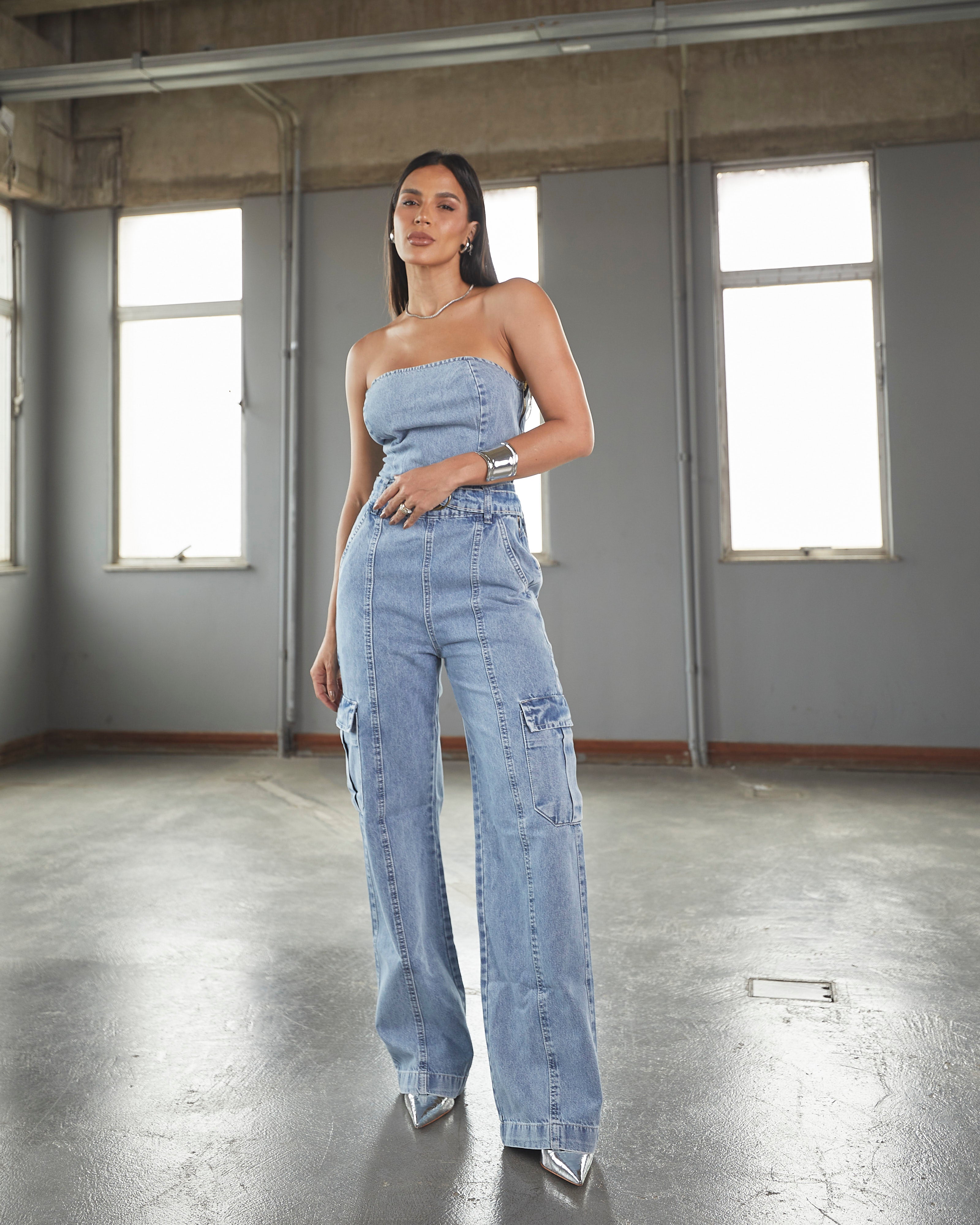 Macacão Chicago - Jeans Marmorizado