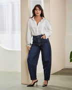 Calça Barrel Kyoto - Jeans escuro