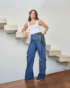 Calça Cargo Street - Jeans Escuro