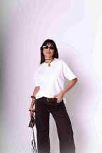 T-Shirt Oversized Feminina Algodão Egípcio - Branca