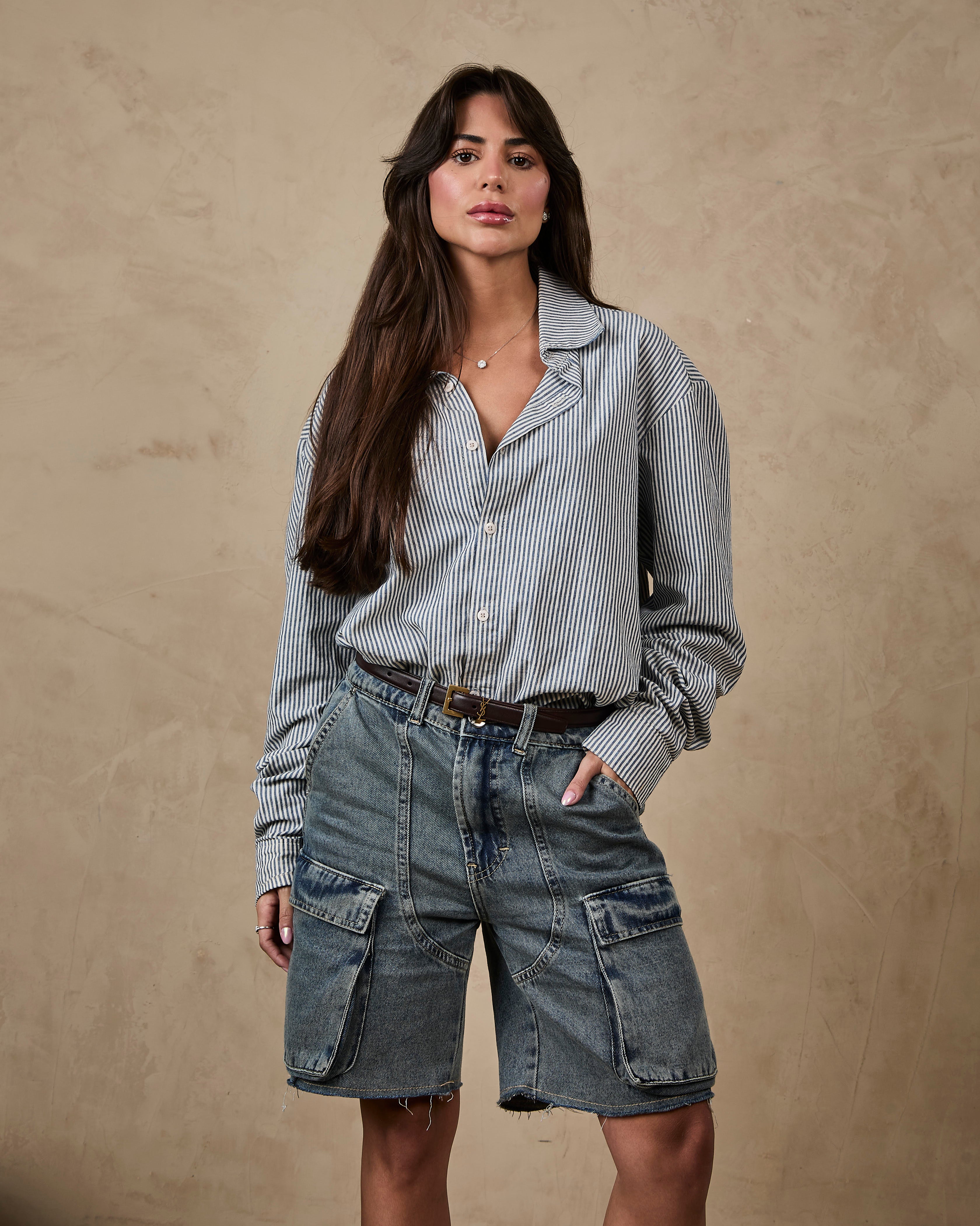 Bermuda Jorts Cargo - Jeans Marmorizado