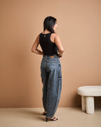 Calça Barrel Kyoto - Jeans Marmorizado