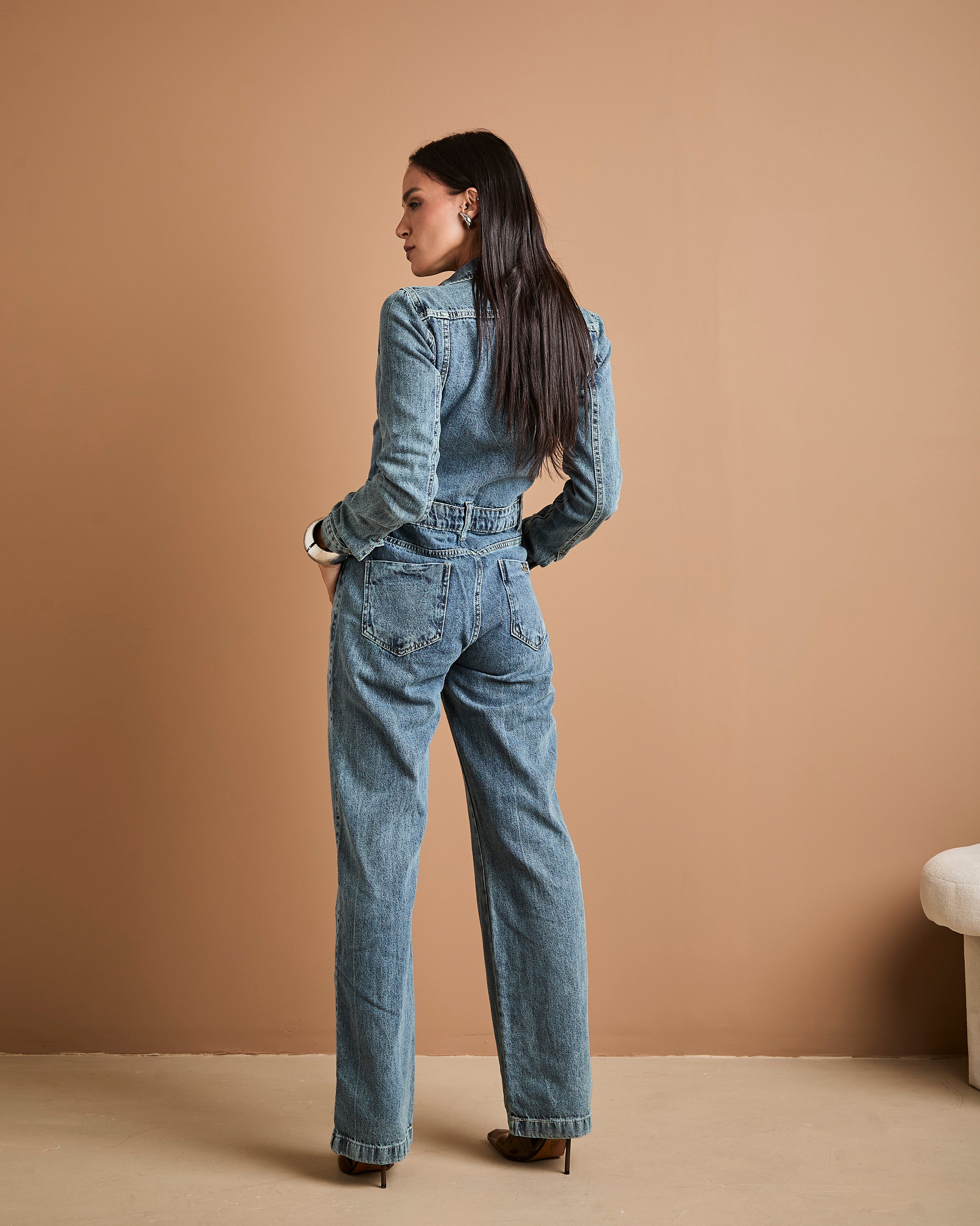 Macacão Verona - Jeans Marmorizado Imagem secundária do produto