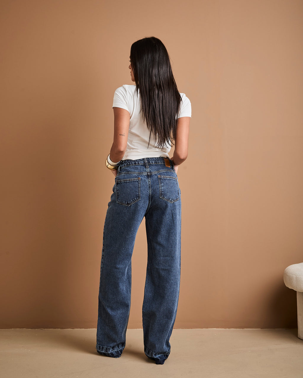 Calça Reta Alba - Jeans Marmorizado