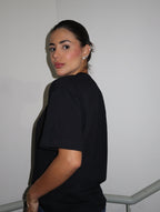 T-Shirt Oversized Feminina Algodão Egípcio - Preta