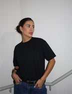 T-Shirt Oversized Feminina Algodão Egípcio - Preta