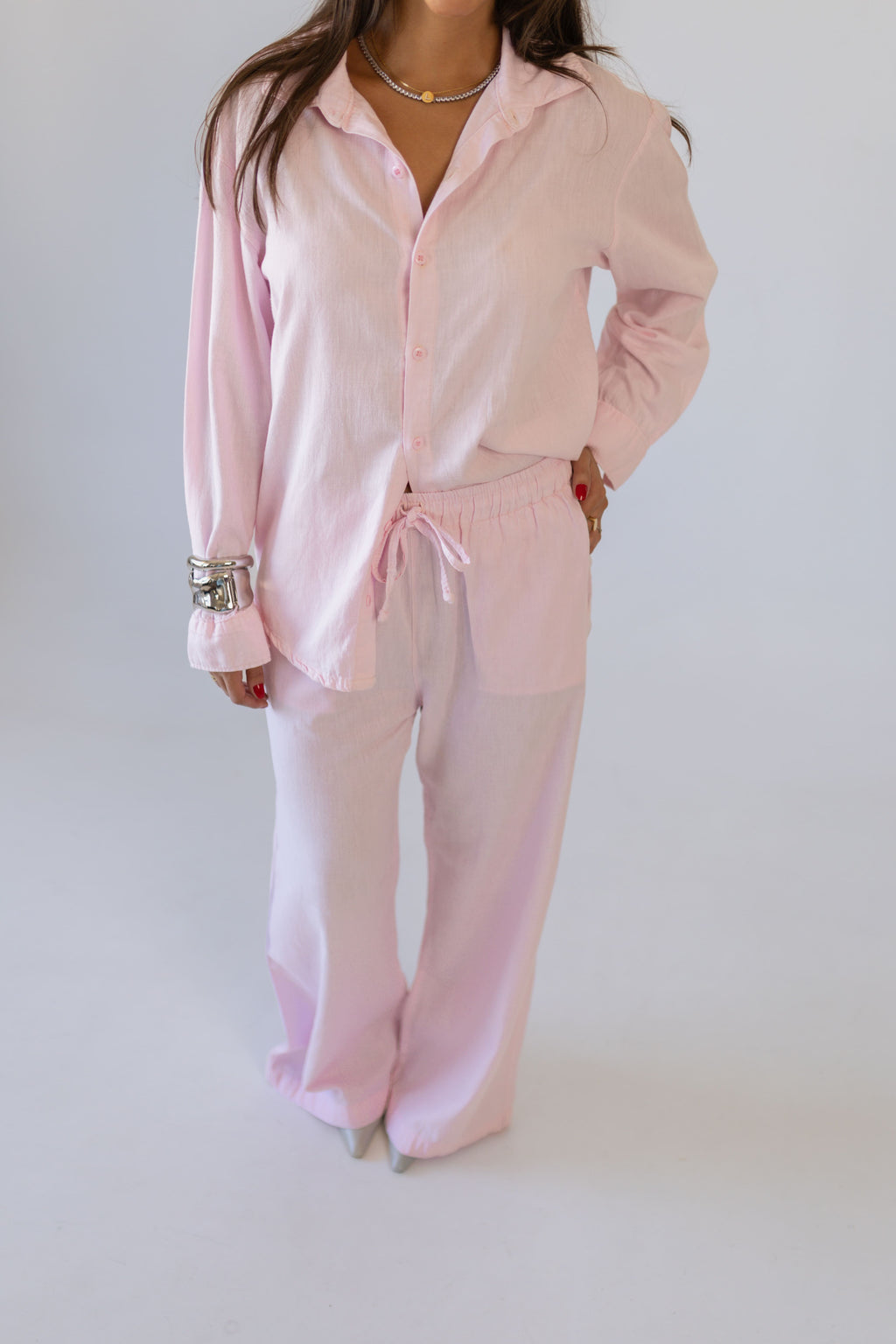 Camisa Viscolinho Barcelona Rosa