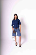 T-Shirt Oversized Feminina Algodão Egípcio - Azul