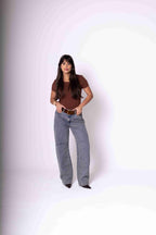 Camiseta Baby Look Feminina Algodão Egípcio - Marrom