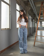 Calça Wide Leg Catena - Jeans Marmorizado