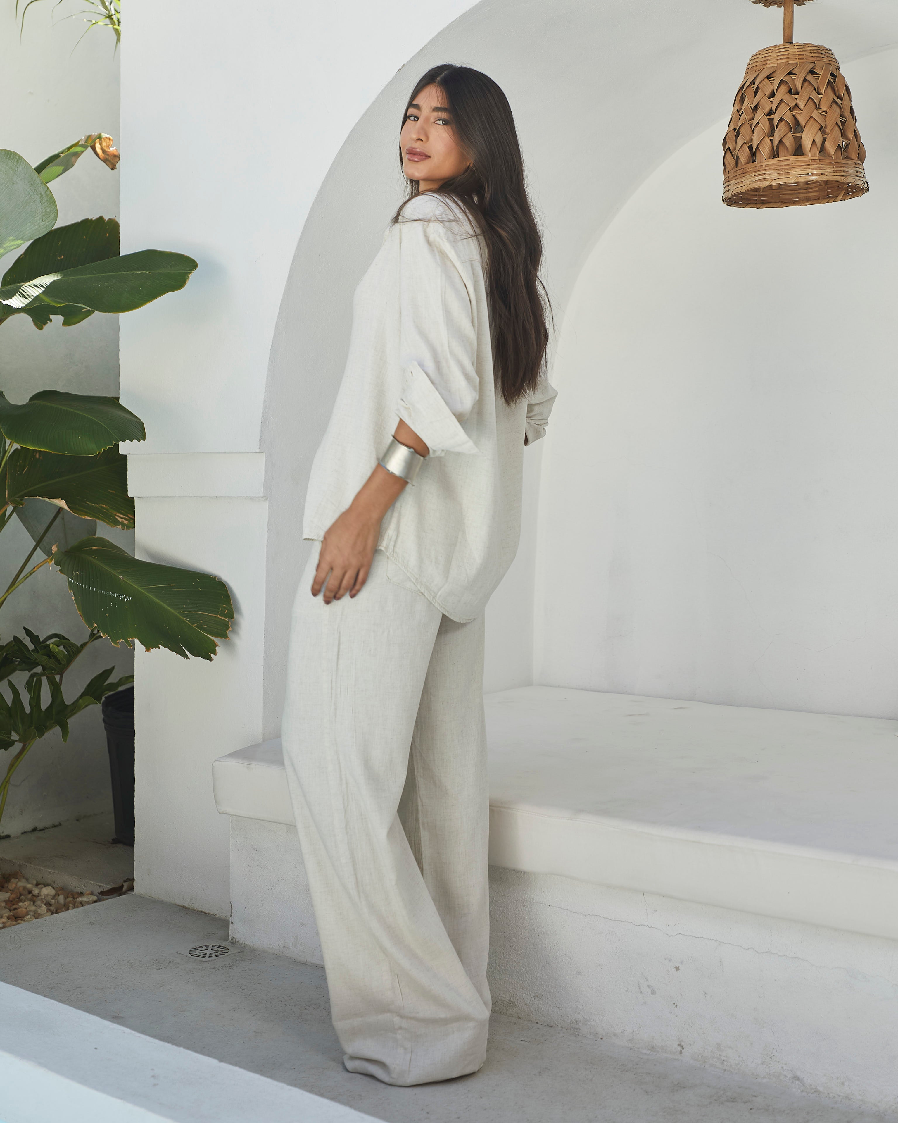 Calça Viscolinho Santorini Cru Imagem secundária do produto