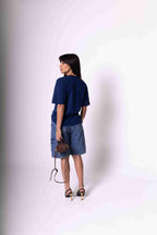 T-Shirt Oversized Feminina Algodão Egípcio - Azul