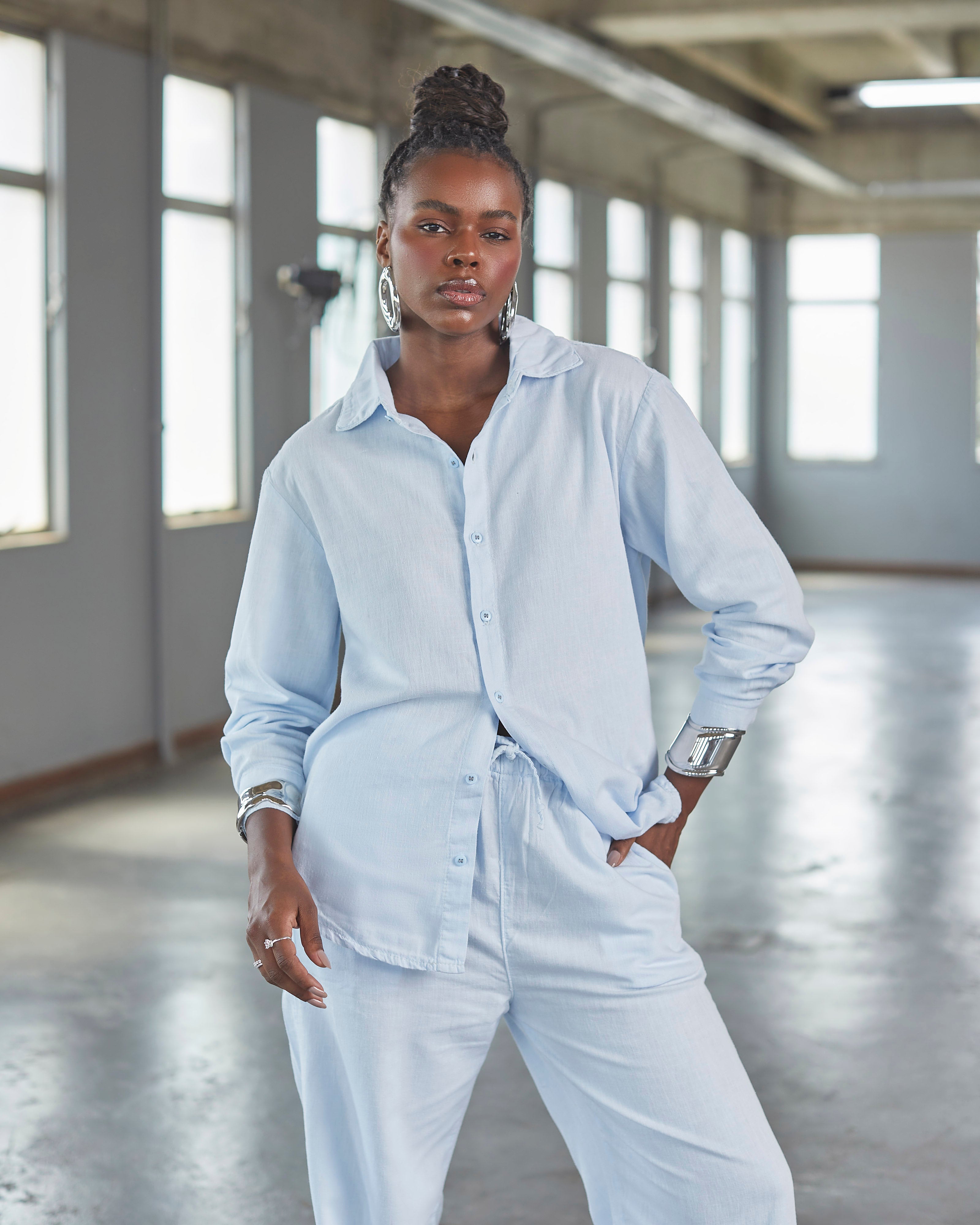 Camisa Viscolinho Bali Azul