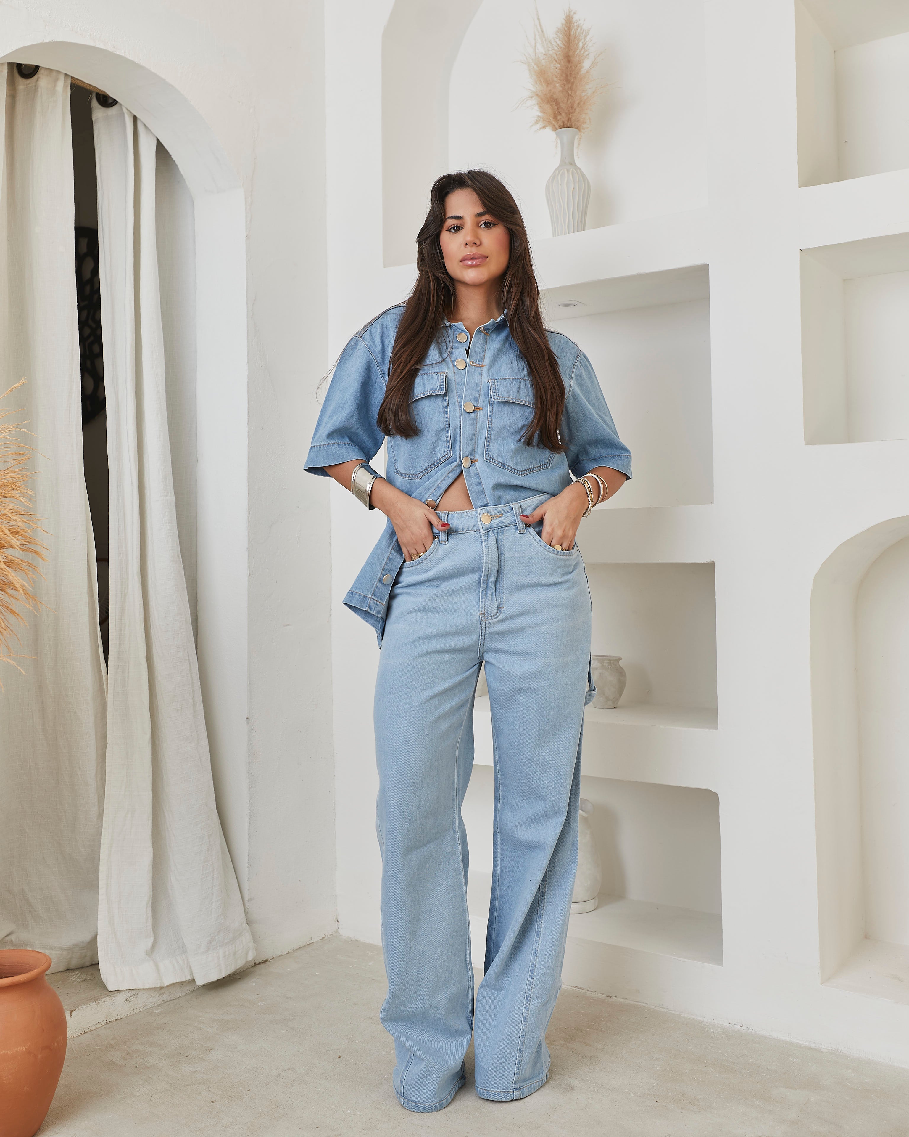 Calça Wide Leg Trancoso - Jeans Claro