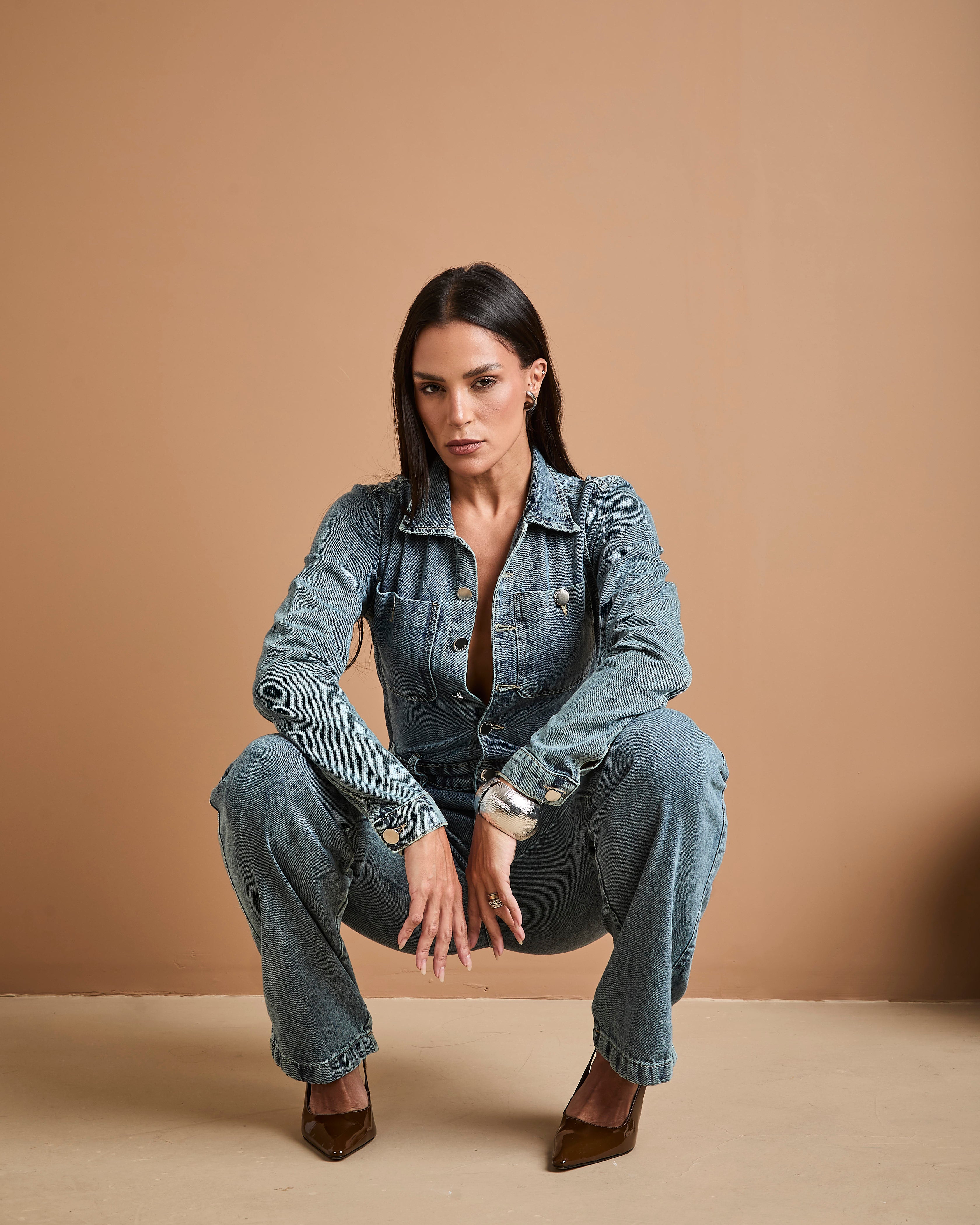 Macacão Verona - Jeans Marmorizado