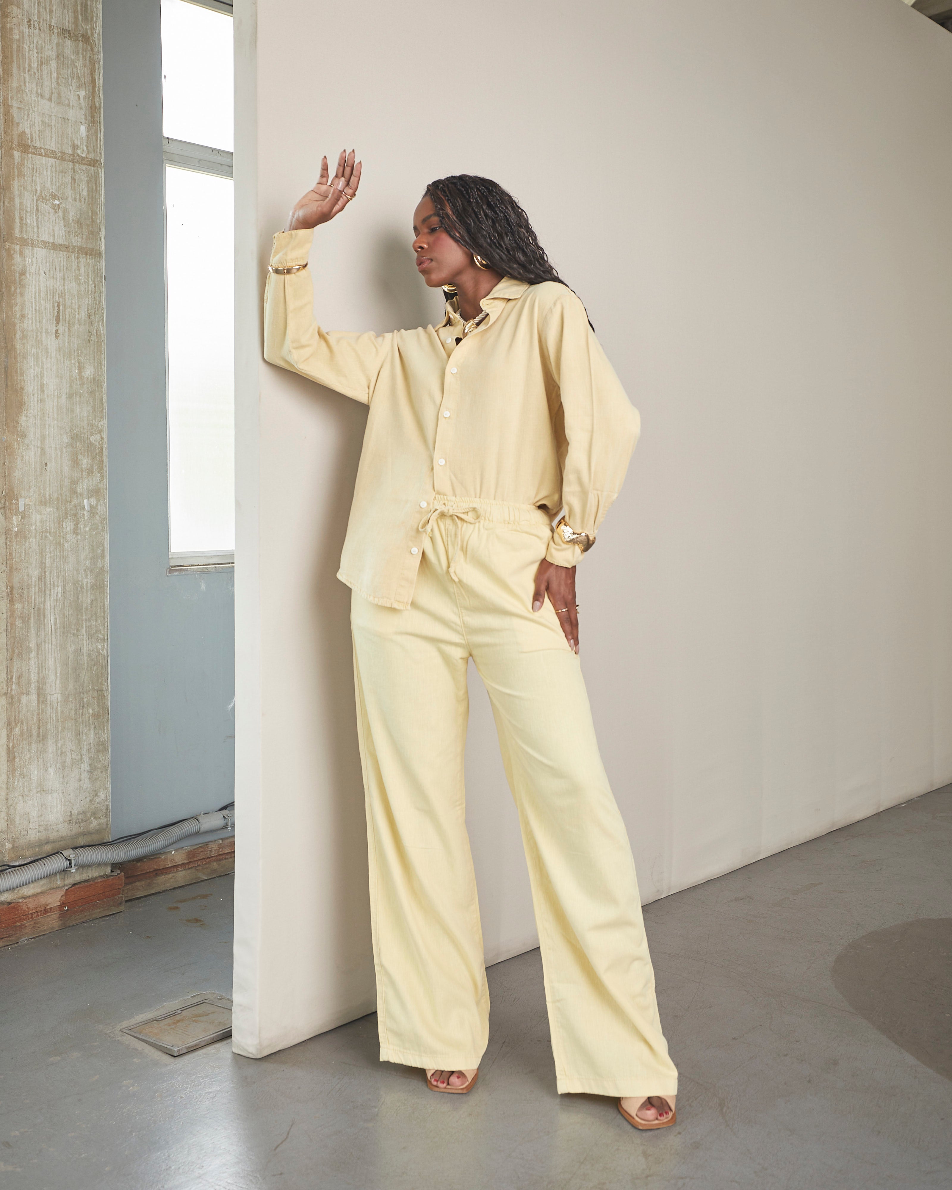 Camisa Viscolinho Mali Amarela