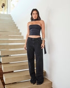 Calça Reta Over- Jeans preto