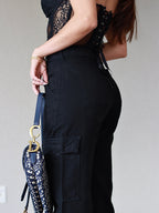 Calça Cargo Polônia - Jeans Preto