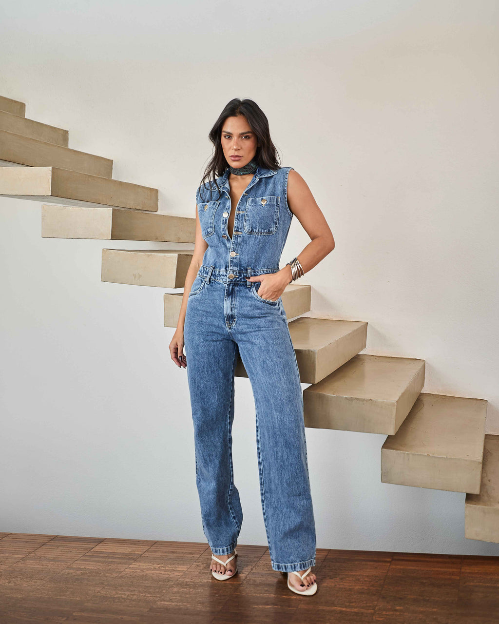 Macacão Miami - Jeans Marmorizado