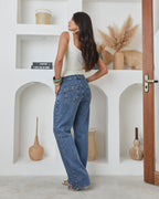 Calça Reta Arraial - Jeans Marmorizado