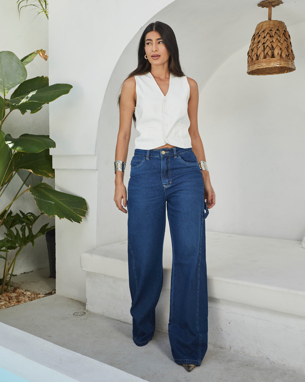 Calça Wide Leg Trancoso - Jeans Escuro