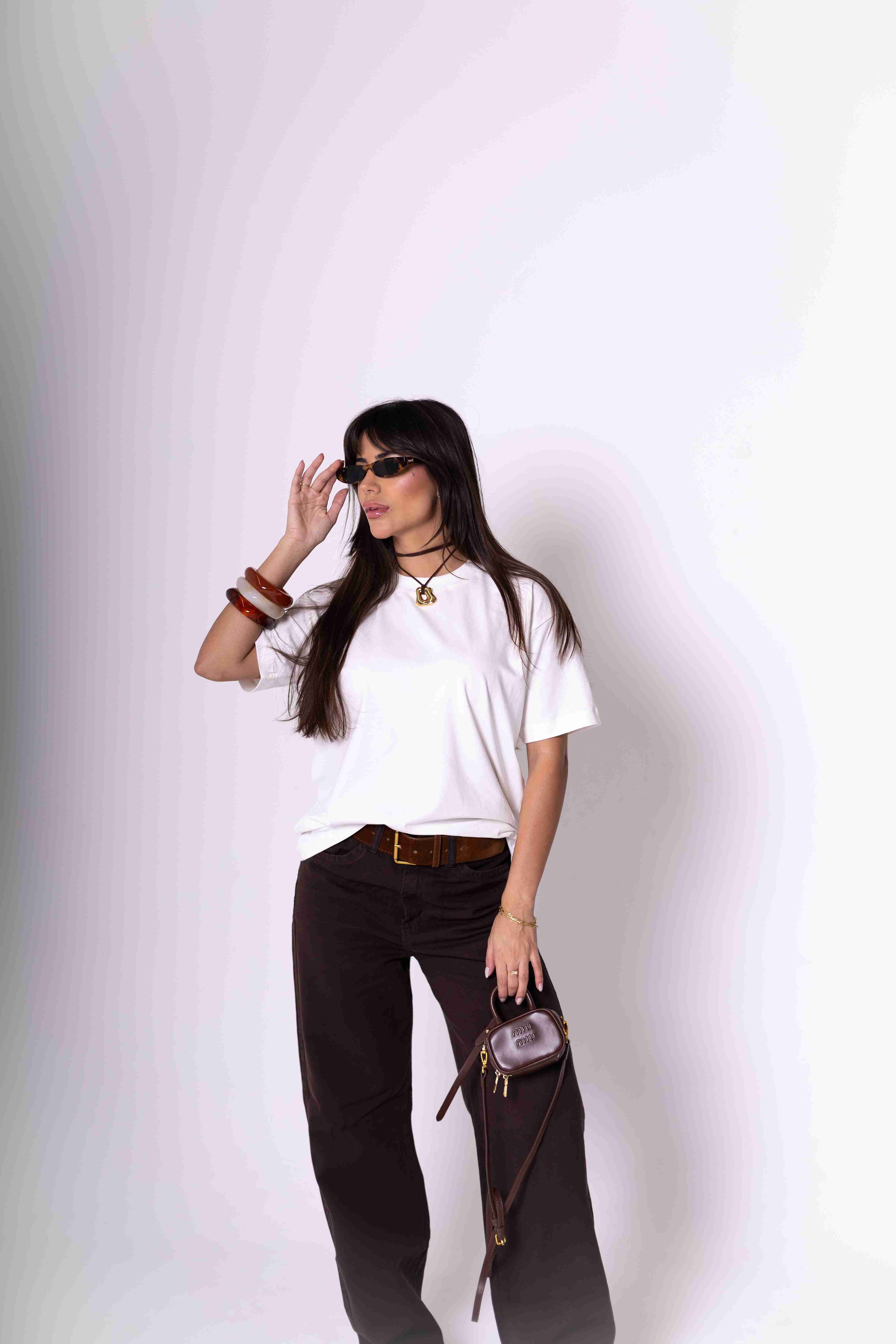 T-Shirt Oversized Feminina Algodão Egípcio - Branca