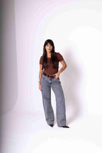 Camiseta Baby Look Feminina Algodão Egípcio - Marrom