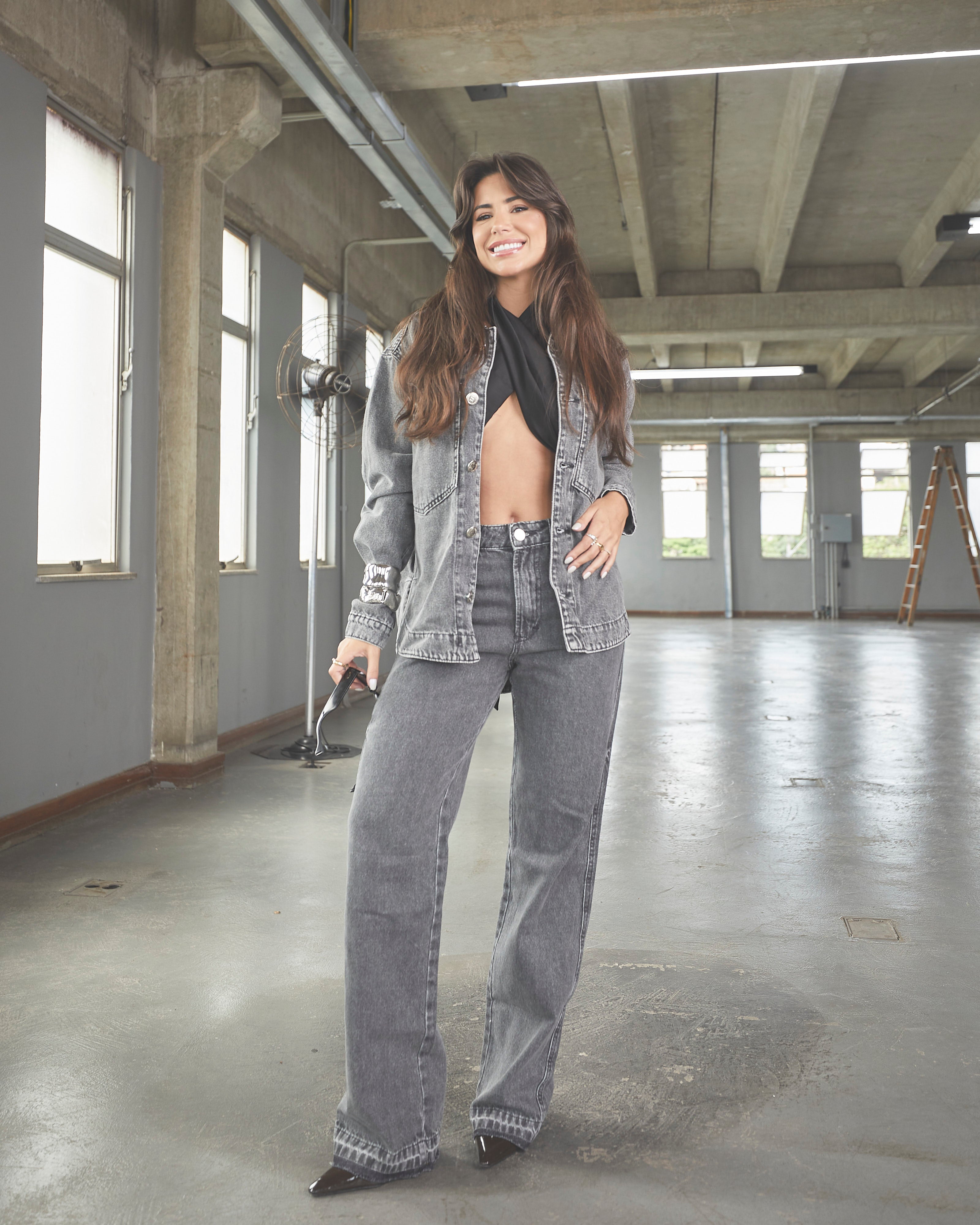 Calça Reta Boston - Jeans Marmorizado Black