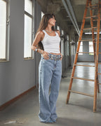 Calça Wide Leg Catena - Jeans Marmorizado