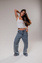 Calça Wide Leg Catena - Jeans Marmorizado